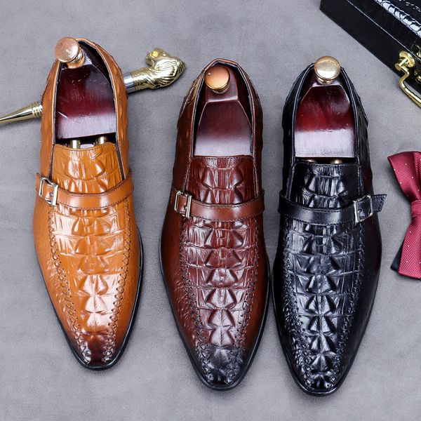 

2022 mens italian dress shoes genuine leather handmade pointed toe men wedding shoe office formal party mens oxford shoes, Black