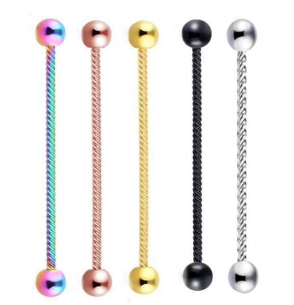 

14g stainless steel screw industrial barbell earring tragus helix piercing cartilage body jewelry for woman man6619615, Silver