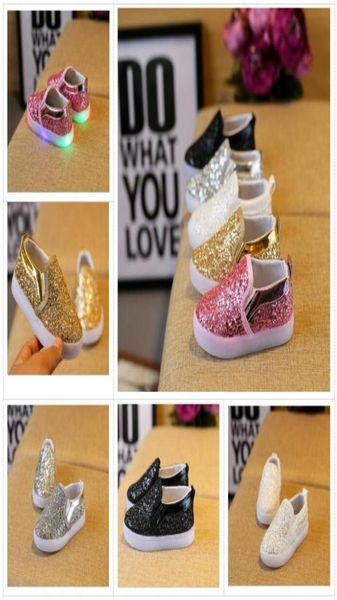 

kids glowing sneakers baby girls boys led light shoes toddler anti slip glitter sequins sports casual shoes2394349, Black;red