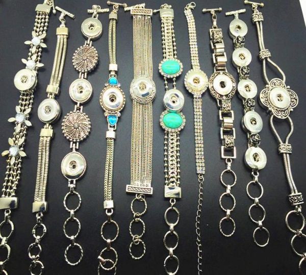 

ginger snap charm bracelets jewelry interchangeable 18mm chunk fit for 18mm snaps buttons 10 mix style whole lots9693261, Golden;silver