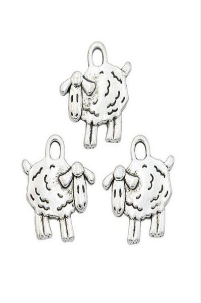 

200pcslot ancient silver alloy animals sheep charms pendants for diy jewelry making findings 15mm5372294, Bronze;silver