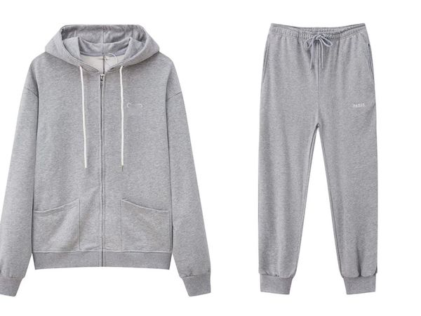 

womens clothing hoodie zip coat long sleeve shirt body two piece autumn winter white grey luxe women designer clothes woman new embroidered, Gray