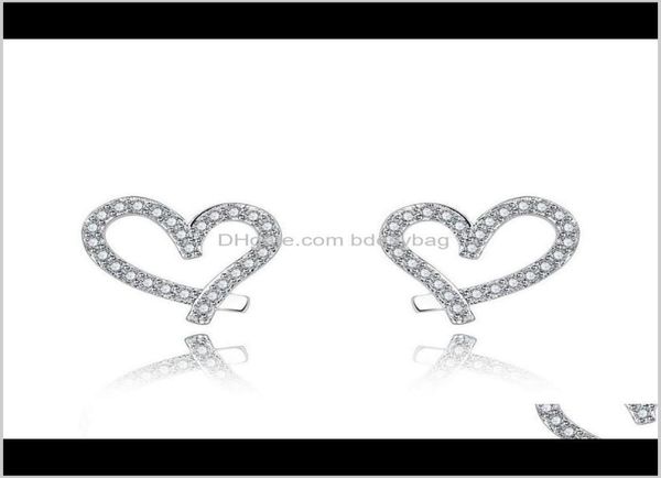 

stud jewelry drop delivery 2021 est designer love heart with crystal 18k gold plated earings shining diamond for women white zirco8682021, Golden;silver