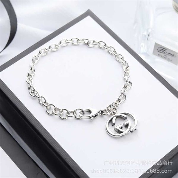 

designer jewelry bracelet necklace ring hollowed out pattern 925 hip hop men's women's same versatile bracelet, Black