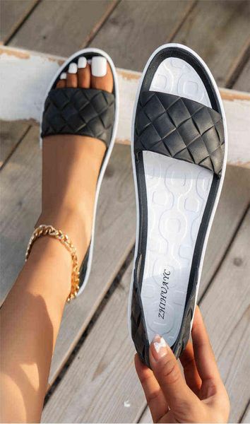 

sandals women flats summer shoes 2022 new trend rome causal open toe ladies shoes beac walking shoes bohemian slides y2206214253604, Black