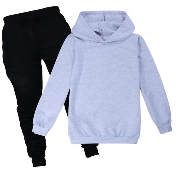 

whole customization children cotton hoodies and pant 2pcs boys girls fashion clothes set kids jogging suit219o8058507, White