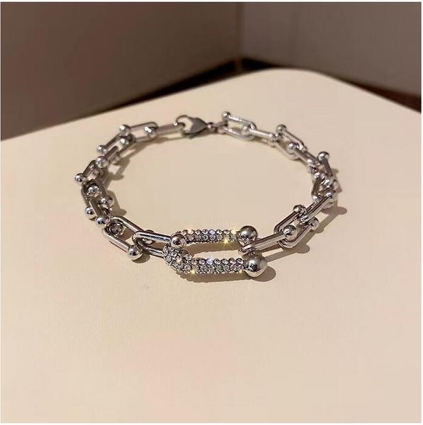 

bracelet tiffanyy jewelry designer diamond bracelet jeweler horseshoe lucky hollow out gold bracelet 3-color men's and women's fes, Golden;silver
