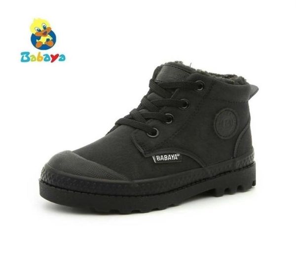 

children martin boots artificial leather shoes girls winter new boys kids boots keep warm winter shoes snowfield boots 201113263v2267124, Black;grey