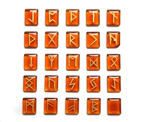 

25pcslot crystal stone viking runes amulet set runi divination reiki healing divination tumbled stones beads3517203, Black
