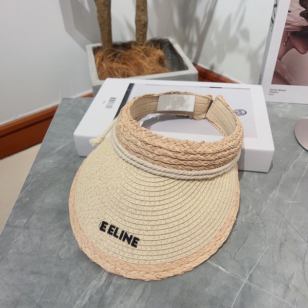 

designer fahion straw visor hats women big brim summer beach sun hat casual straw cap fisherman's hat, Blue;gray