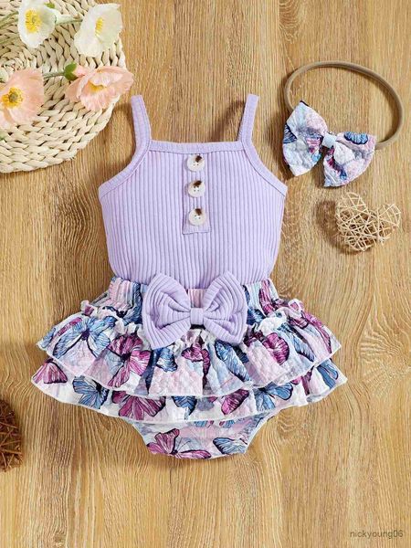 

clothing sets summer cotton baby girls rompers newborn princess sling printed hem cute flowers infant romper, White