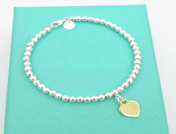 

100 s925 silver luxury heartbeaded bracelet strands women chain for girlfriend accessories fine jewelry trendy couple beads roun5625162, Black