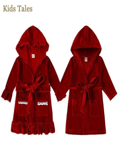 

pajamas christmas kids baby girls boy sleepwear red velvet long sleeve hooded cardigans coats outerwear with pocket toddler pajama2194630, Blue;red