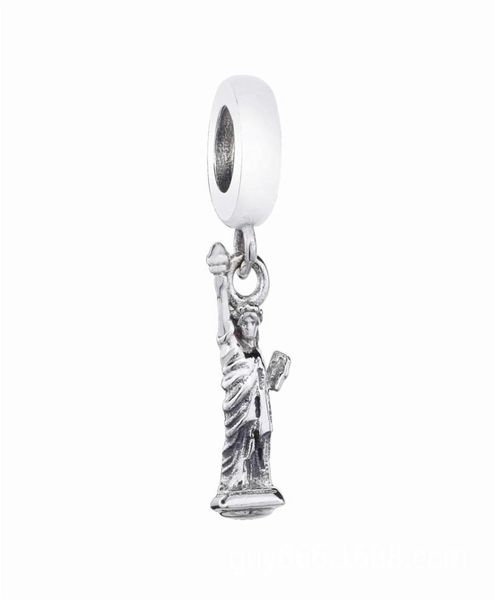 

925 sterling silver statue of liberty dangle pendant charm bead fits european pandora jewelry charm bracelets8289415, Black