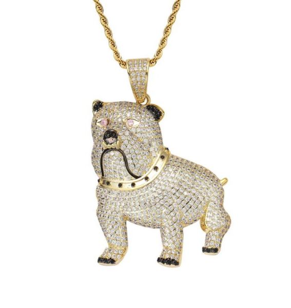 

bulldog pendant hip hop necklace micro pave cz zircon with chain 18kt gold plated fashion jewelry rapper accessories birthday gift8839332, Silver
