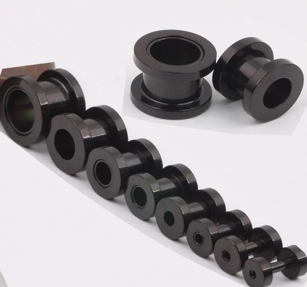 

ear plug f03 50pcslot 210mm stainless steel screw black ear plug flesh tunnel piercing body jewelry9400793, Silver