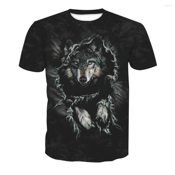 

men's t shirts wolf european and american trend digital printing short-sleeved t-shirt male, White;black