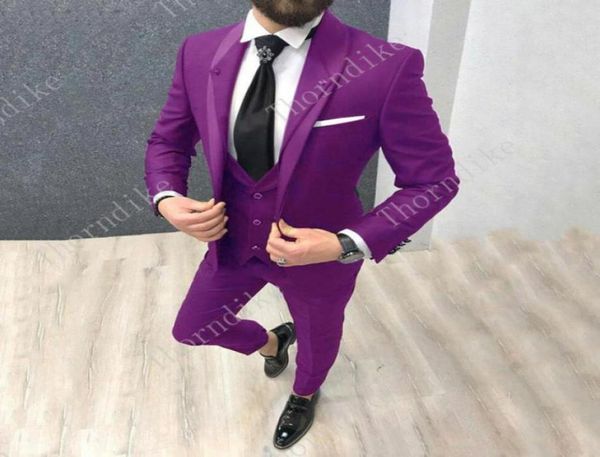 

2019 new style purple red men suits custom made 3 piece jacket pants vest tie fashion classic men 198842172077602, Black;gray