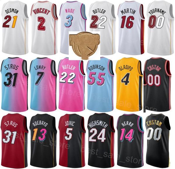 

basketball print finals haywood highsmith jerseys 24 robinson 25 kyle lowry 7 tyler herro 14 duncan robinson 55 victor oladipo 4 icon sport, Black
