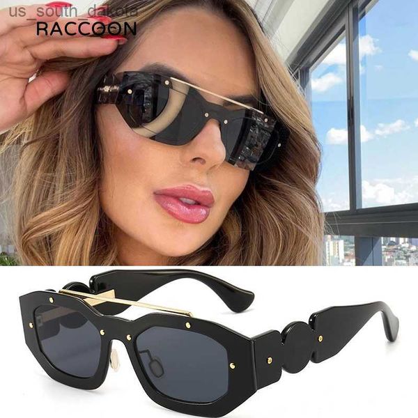 

sunglasses fashion punk sunglasses men vintage y2k decorative polygon eyewear women luxury brand designer 2000s spring unique sun glasses l2, White;black