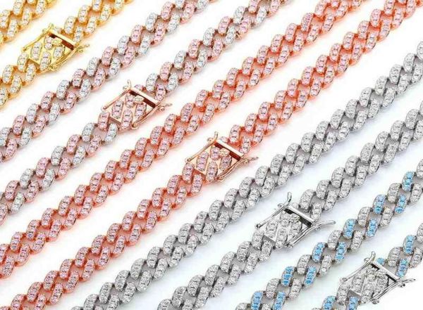 

hip hop jewelry 9mm rose white 18k gold plated iced out hiphop cuban link necklace choker chain1529515, Silver