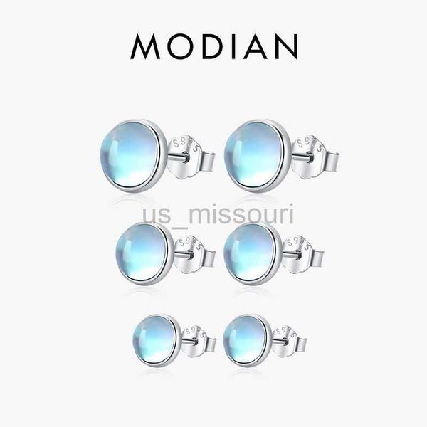 

stud modian 925 sterling silver round exquisite moonstone 4 5 6 mm stud earrings platinum plated charm ear studs for women jewelry j230529, Golden;silver