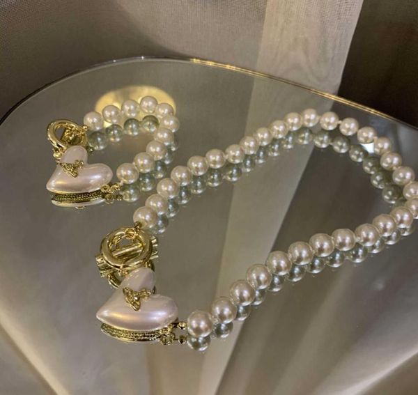 

baroque designer pearl heart pendant necklace love planet shape ot buckle bracelet statement chain choker fashion track jewelry8519193, Silver