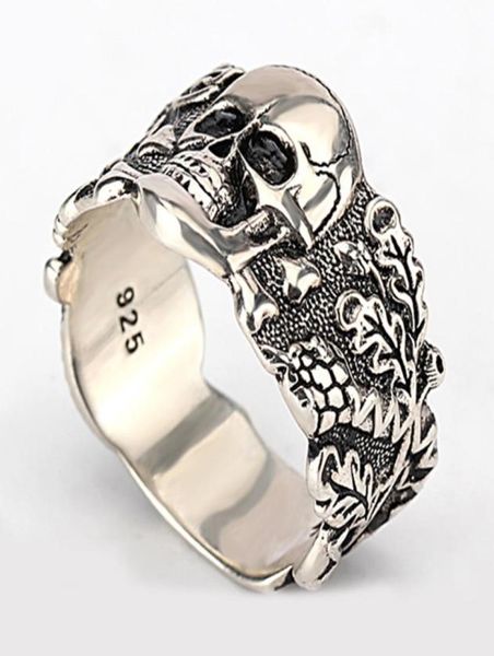 

skull ring for men 925 sterling silver skeleton walking evil demon vintage punk rock cool skull ring for men fashion jewelry3571014, Slivery;golden