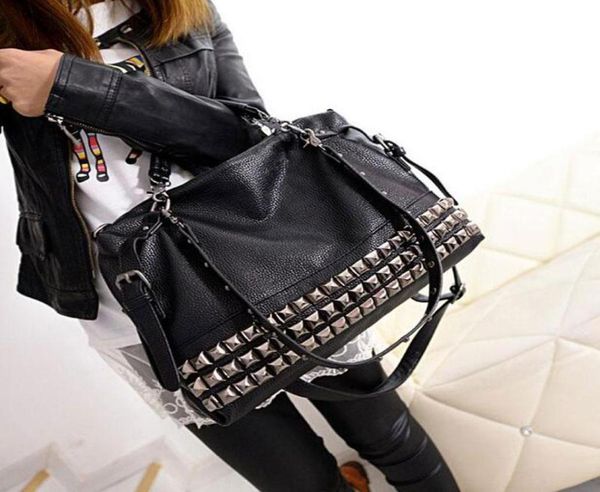 

duffel bags rivet women039s pu leather handbag 2021 fashion silverblack cowhide women messenger one shoulder big3255587