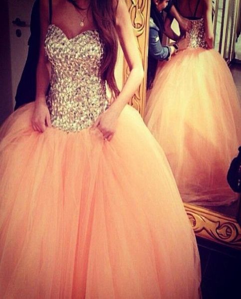 

2015 most popular ball gown gorgeous prom dresses beaded luxury crystals puffy tulle prom dress sweetheart sleeveless classic prom4950509, Black