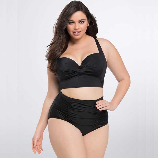 

new large bikini swimsuit printed with fat high waisted and fat woman bikini swimsuit, White;black