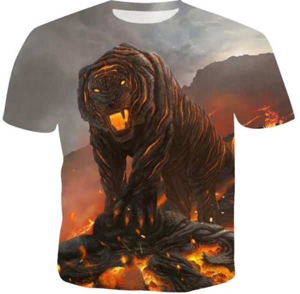 

2019 men039s large size summer new 3d digital printing casual tshirt3960086, Black