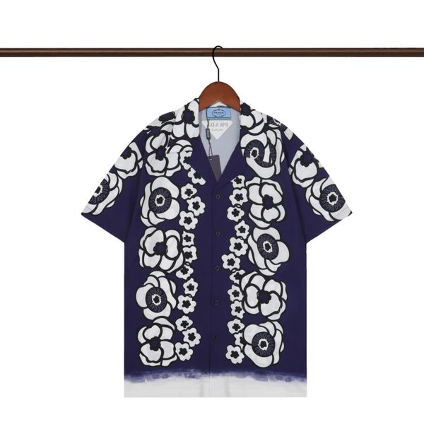 

hawaii floral print beach shirts men's designer silk bowling shirt casual shirts men summer short sleeve loose dress shirt 789, White;black
