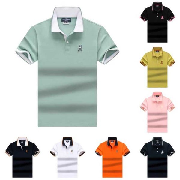 

2023 summer new product psycho bunny polo shirt skull rabbit embroidered rib lapel casual fashion trendy men ss1i, White;black