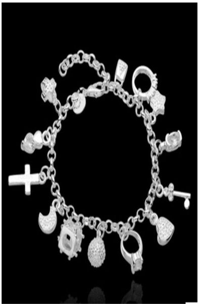 

newly arrival fashion womens charms bracelet bangle plated silver lovely chain bracelet jewelry 1128 q29574883, Golden;silver