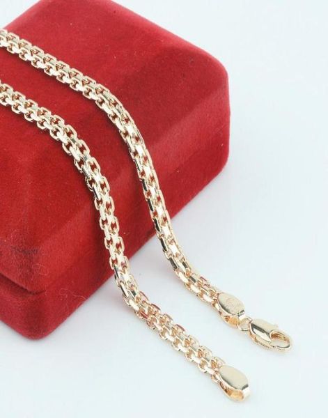 

fj new 5mm men women 585 gold color chains carve ed russian necklace long jewelryno red box4415646, Silver