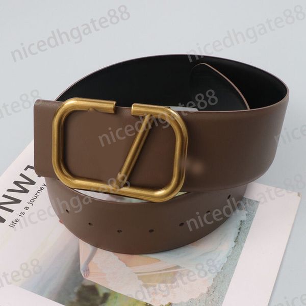 

metal womens designer belts 7cm v belt men gold plated pure color creative classical ordinary leather calfskin luxury woman belt designer re, Black;brown