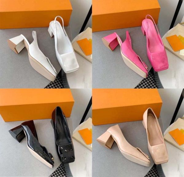 

2023 women heels shoes sandals fashion beach thick bottom slippers alphabet lady leather high heel shoe slides2952277, Black