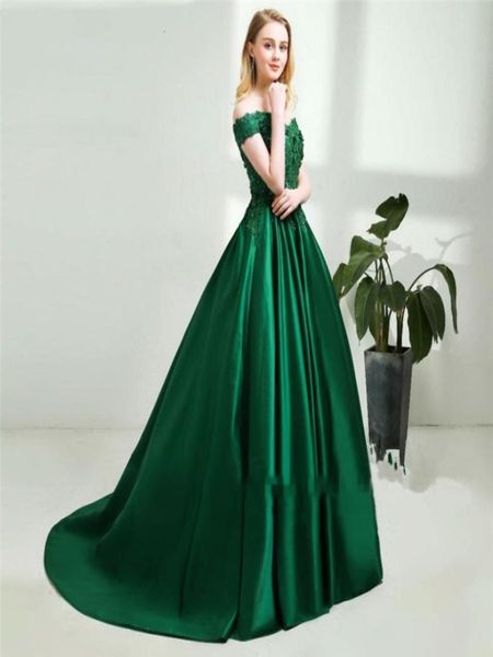 

2018 elegant green lace beads prom dresses lace up off shoulder long evening gowns custom pick ups party dress 97240332886230, Black