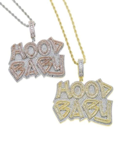 

chains hip hop 5a cz paved hood baby pendants 2 colors letter charm necklace iced out bling cubic zircon boy men039s rapper jew6788732, Silver
