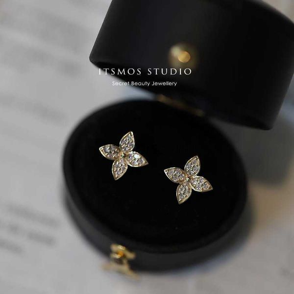 

stud itsmos 925 sterling silver plated 14k gold pave earrings small piercing studs diamond jewelry flower earrings for women j230529 j230529, Golden;silver