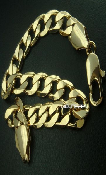 

23cm length9mm band width men039s 18k gold filled bracelet bangles b1617279701, Black
