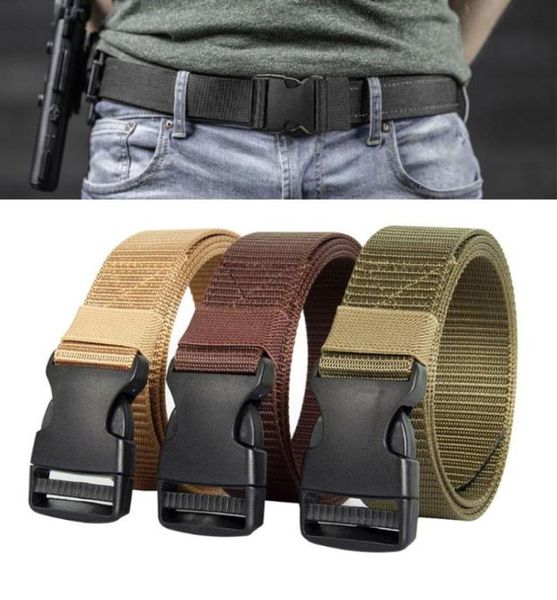 

waist support automatic buckle tactical belt canvas nonmetal 125cm men women accessories outdoor sports military training 4107821, Black;gray