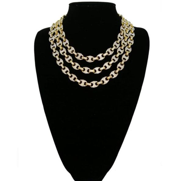 

hip hop 12mm gold silver color plated iced out puff marine anchpr chain link bling necklace for men27289914209