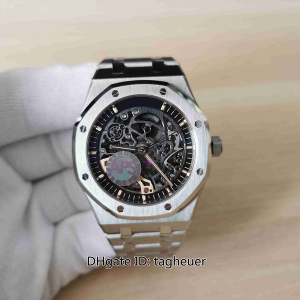 

better version mens watch 41mm skeleton 15407 15407or.oo.1220st.01 watches 904l steel sapphire cal.3132 movement mechanical automatic for me, Slivery;brown