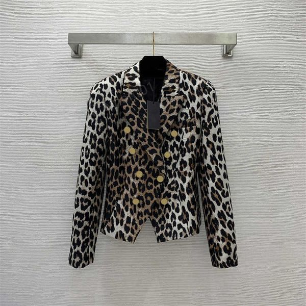 

women blazer jacket fashion high-end bespoke gold double-breasted leopard print long sleeve blazer designer jacket women clothing, Black;brown