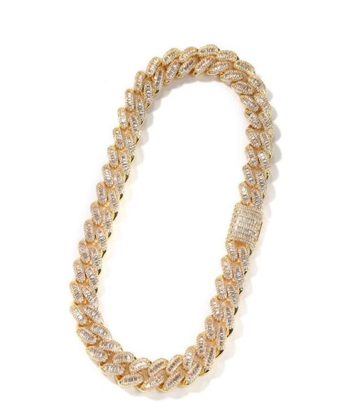 

width 14mm 1620inch gold plated bling cz stone cuban chain necklace for men women hip hop punk jewelry necklace chains9290788, Silver