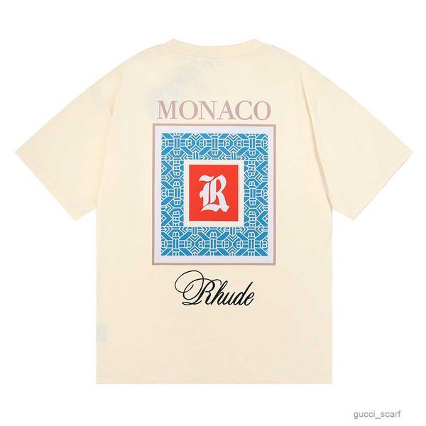 

22ss rhude mens t shirts womens designer printed fashion man t-shirt uality us size m-xl, White;black