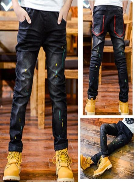 

diimuu 611y young boy boys slim straight jeans casual trousers kids child fashion denim long pants autumn winter baby bottoms y201498266, Blue