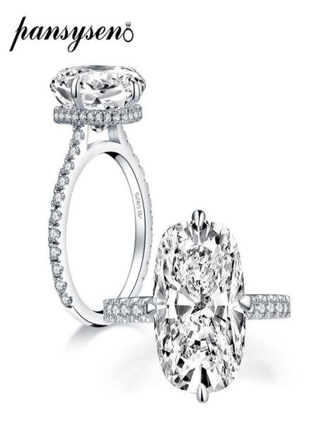 

solid 925 sterling silver 10x14mm oval cut simulated moissanite diamond rings for women wedding proposal ring whole cluster3158055, Golden;silver